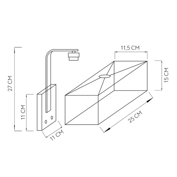 Aplique 1xE27 Y Puerto Usb Agatha Cromo/Pan.blanca 27x25x15cm Con interruptor