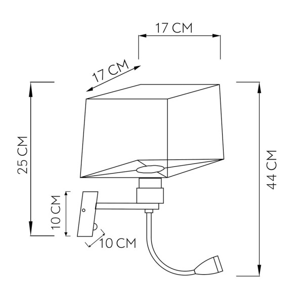 Aplique 3w 4000k+1xe27 Stephen Cuero/pantalla Beis 285lm 38x17x20cm Doble Encendido