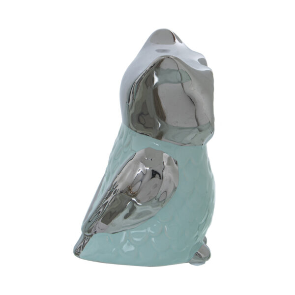 FIGURA BUHO CERAM VERDE/PLAT 10X9X14CM