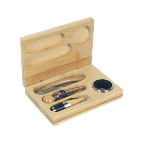 CAJA BAMBU 4 PCS.VINO