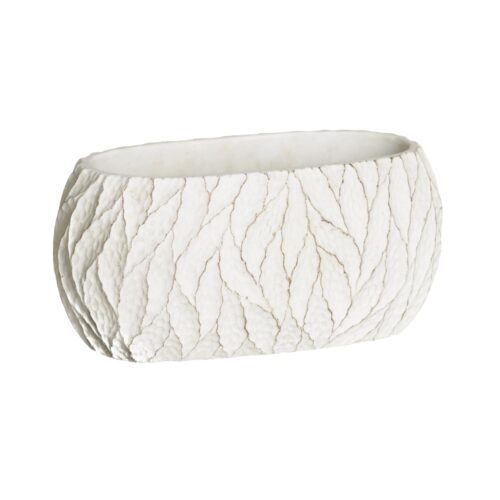 MACETERO HOJAS BLANCO JARDIN 25X13X11