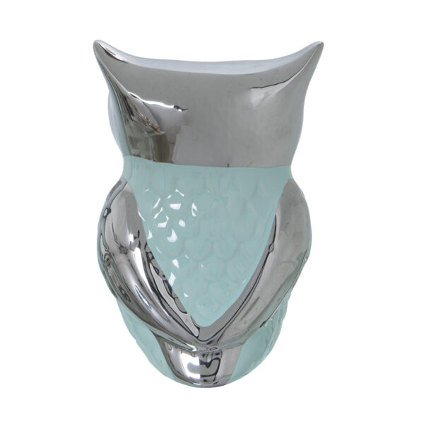 FIGURA BUHO CERAM VERDE/PLAT 10X9X14CM