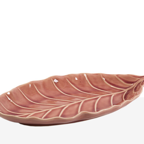 CENTRO MESA HOJA ROSA/CREMA 42X18X5