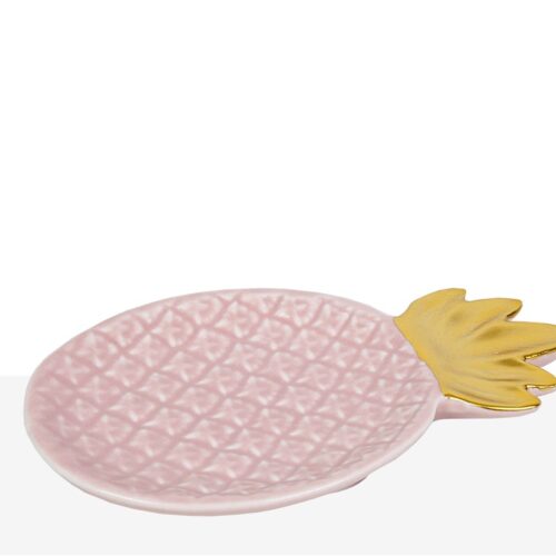PLATO PIÑA ROSA DORADO 17X10X2CM