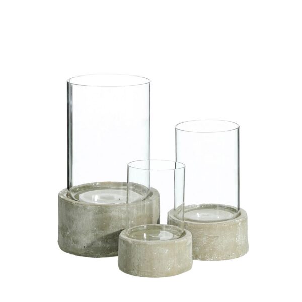 PORTAVELAS GRIS CEMENTO-CRISTAL 14X14X23