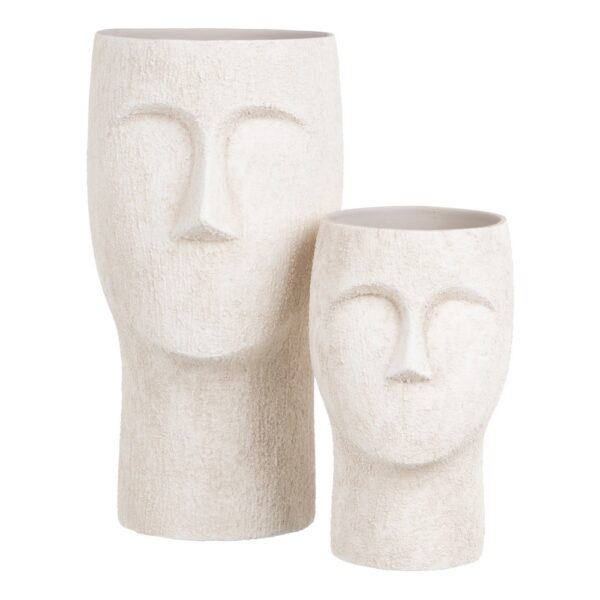 MACETERO ROSTRO CEMENTO BL 14X14X24CM
