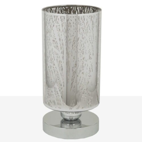 LAMPARA METAL PLATEADA 12x12x26