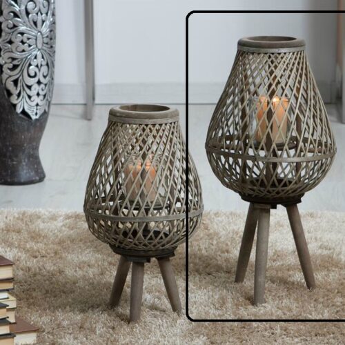 FAROL BAMBU C/PATAS GRIS 28DX60