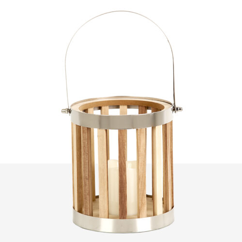 FAROL MADERA/METAL PLATA 18X18X40