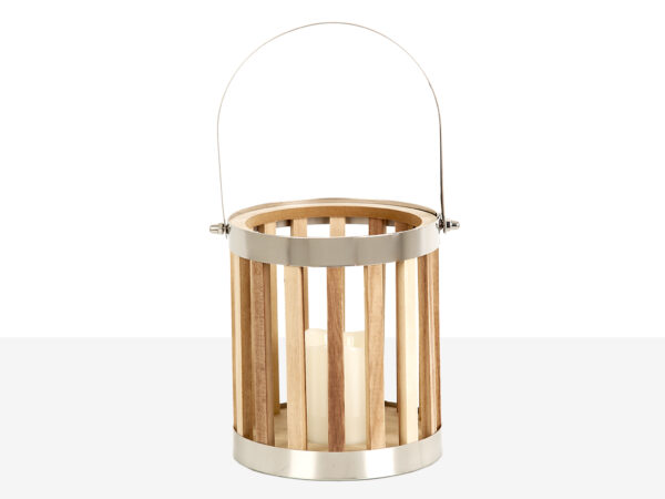 FAROL MADERA/METAL PLATA 18X18X40
