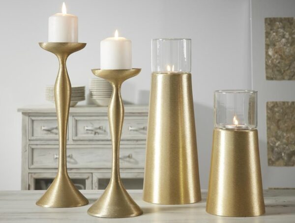 CANDELABRO ALUM. ESTRIAS ORO 30