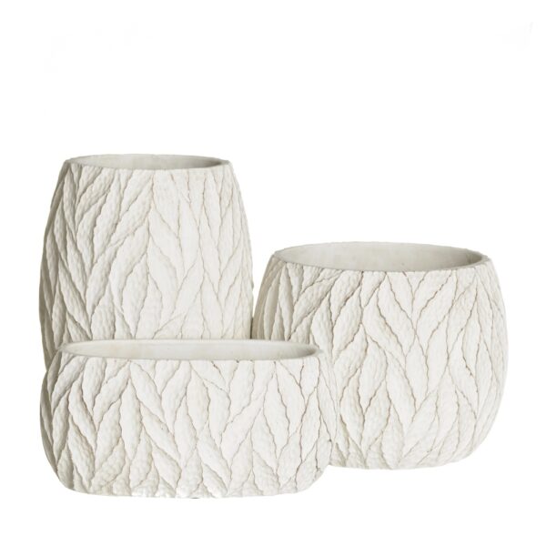 MACETERO HOJAS BLANCO JARDIN 25X13X11