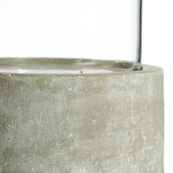 PORTAVELAS GRIS CEMENTO-CRISTAL 14X14X23