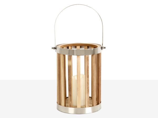 FAROL MADERA/METAL PLATA 18X18X42