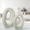 FIGURA ABST CERAM 26CM CREMA RUG 19X8X26