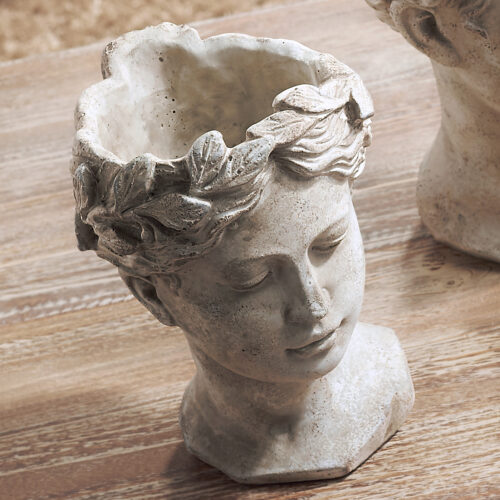 MACETERO BUSTO MUJER CEMENTO 22 CMS.