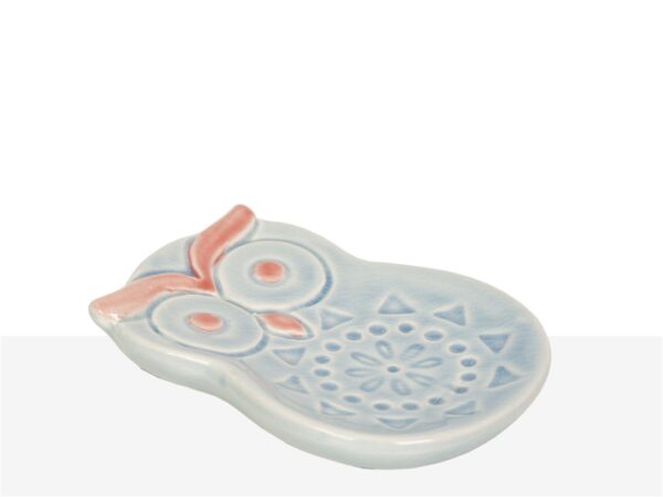 PLATO BUHO CERAMICA AZUL 15X11X2