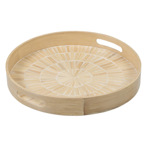 BANDEJA BEIGE BAMBU MDF 35X35X5 CM