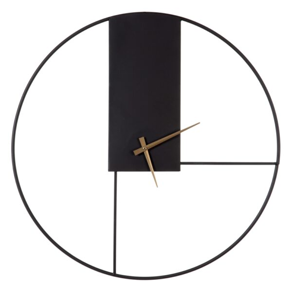 RELOJ PARED NEGRO METAL 60 RECTANGULO