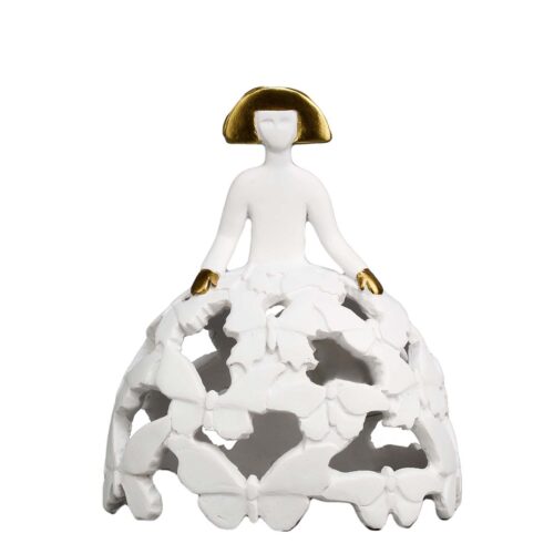MENINA BLANCA DORADA 14X9X16 CM