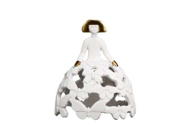 MENINA BLANCA DORADA 14X9X16 CM