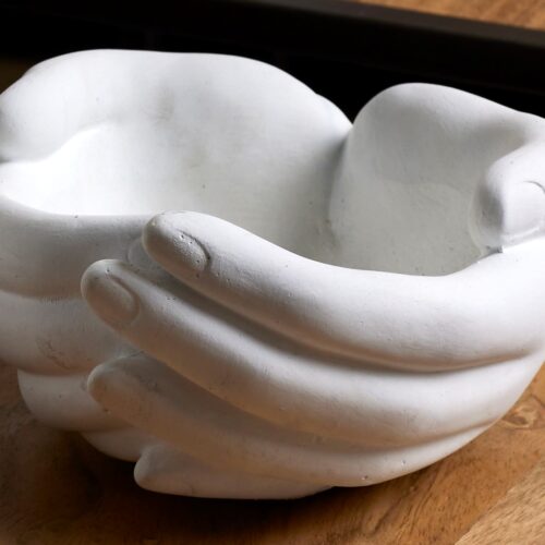 BOL MANOS CEMENTO BLANCO 17 CM