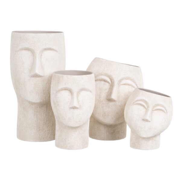 MACETERO ROSTRO CEMENTO BL 14X14X24CM