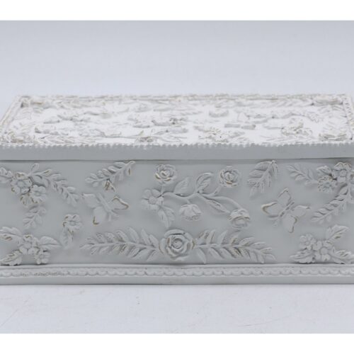 CAJA RESINA BLANCO ENVEJECIDO 20x10x8 CM