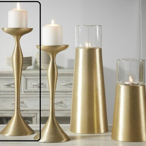 CANDELABRO ALUM. ESTRIAS ORO 30