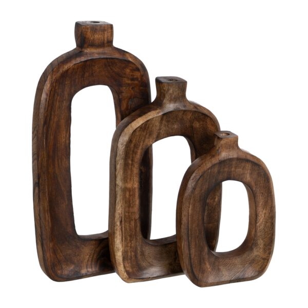 S/3 JARRONES MADERA DE MANGO 17X5X38 CM