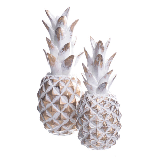 FIGURA PIÑA BLANCO/ORO 10.5X28