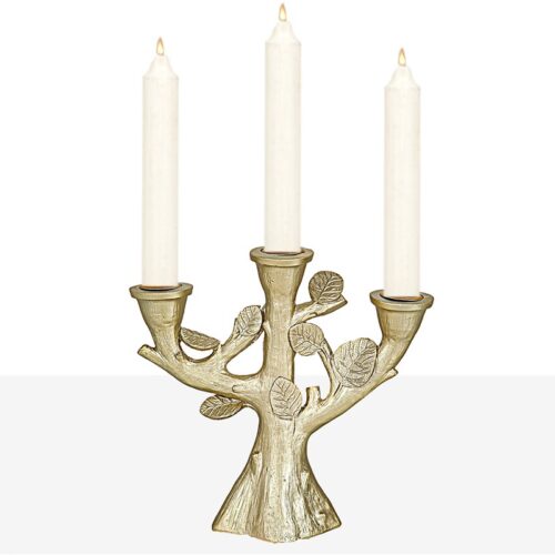 CANDELABRO CHAMPAN HOJAS 21X8X20