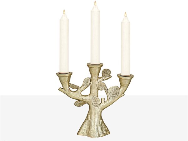 CANDELABRO CHAMPAN HOJAS 21X8X20