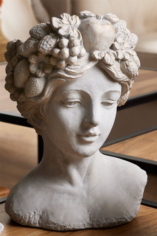 MACETERO BUSTO MUJER CEMENTO 28CM