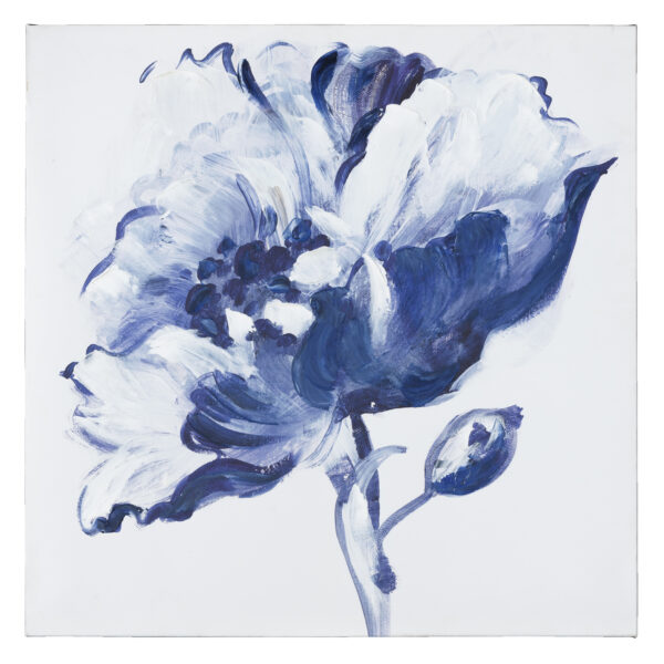 CUADRO FLORES AZUL-BLANCO 76X76