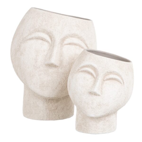 MACETERO ROSTRO CEMENTO BL 19X19X20CM