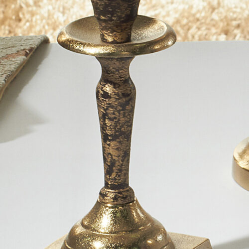 CANDELABRO ALUM. IMIT.MADERA/ORO 19 CMS