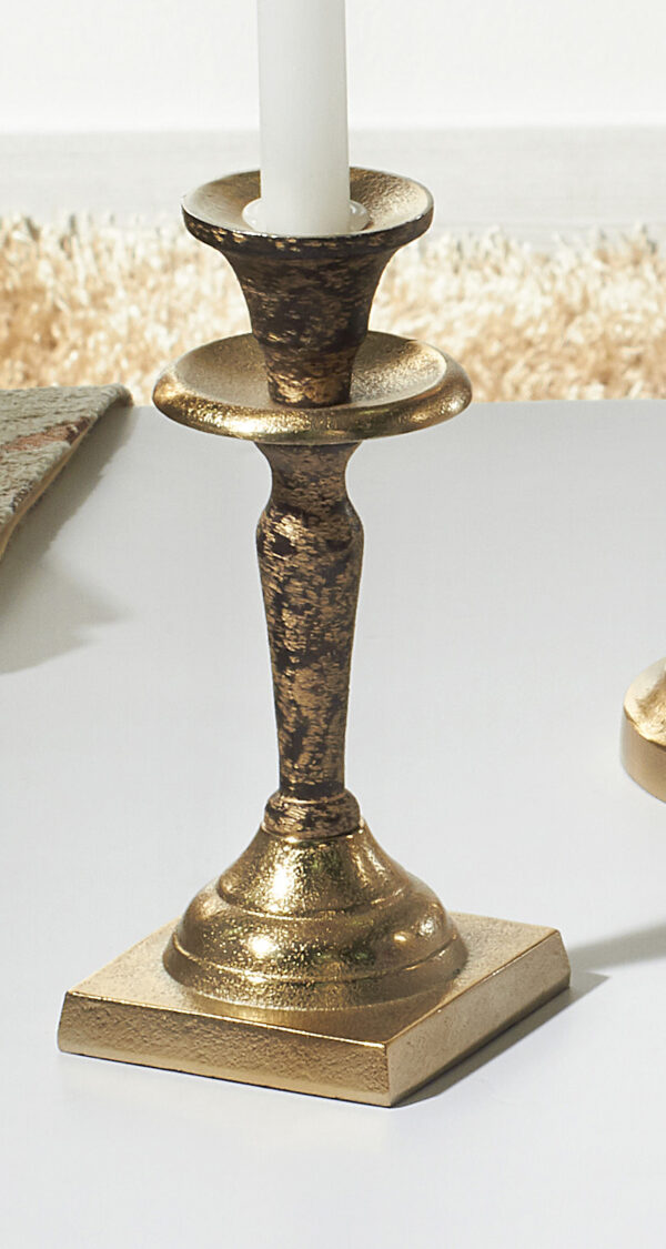 CANDELABRO ALUM. IMIT.MADERA/ORO 19 CMS