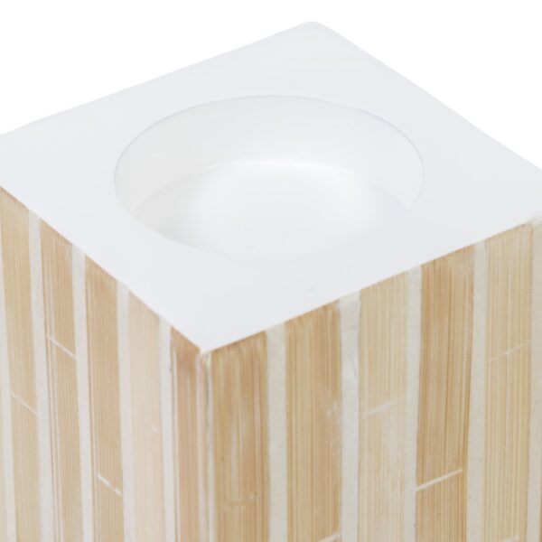 PORTAVELAS BEIGE BAMBU/MDF 10X10X10 CM