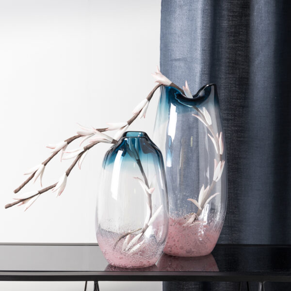 JARRON CRISTAL AZUL-ROSA 18X18X39