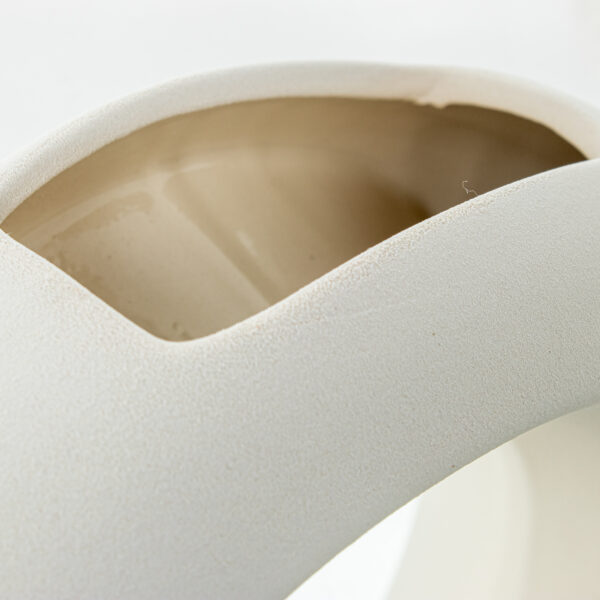 JARRON DOBLE ARO CREMA RUGOSA 26X12X33CM