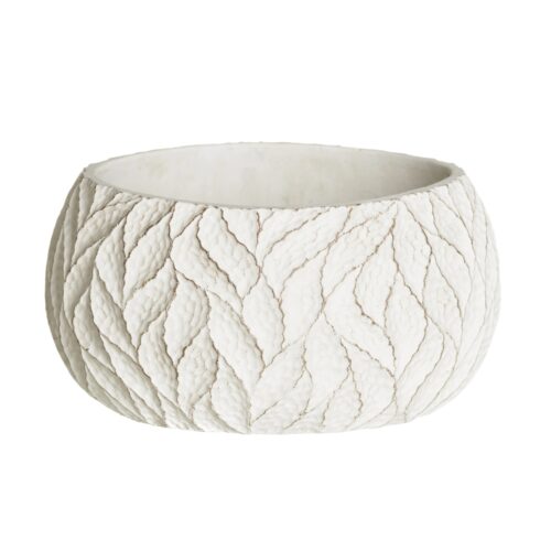 MACETERO HOJAS BLANCO JARDIN 22X22X10