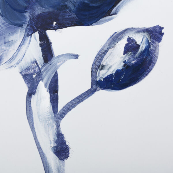 CUADRO FLORES AZUL-BLANCO 76X76