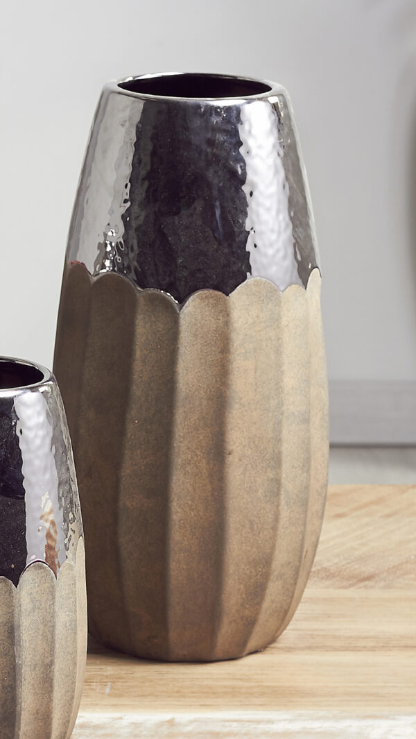 JARRON CERAM. PLATA/MARRON 34 CMS.