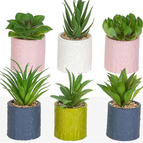 CUBREMACETA CERAMICA C/ PLANTA 6X6X15