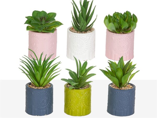 CUBREMACETA CERAMICA C/ PLANTA 6X6X15