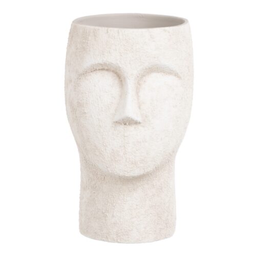 MACETERO ROSTRO CEMENTO BL 14X14X24CM