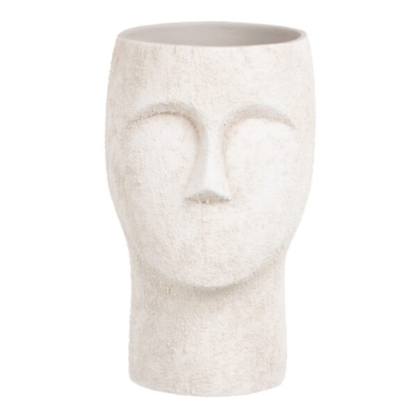 MACETERO ROSTRO CEMENTO BL 14X14X24CM