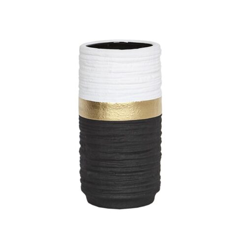 FLORERO CERAM. NEG/DOR/BL 12X12X30