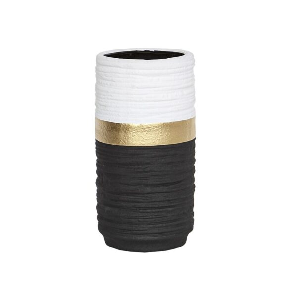 FLORERO CERAM. NEG/DOR/BL 12X12X30